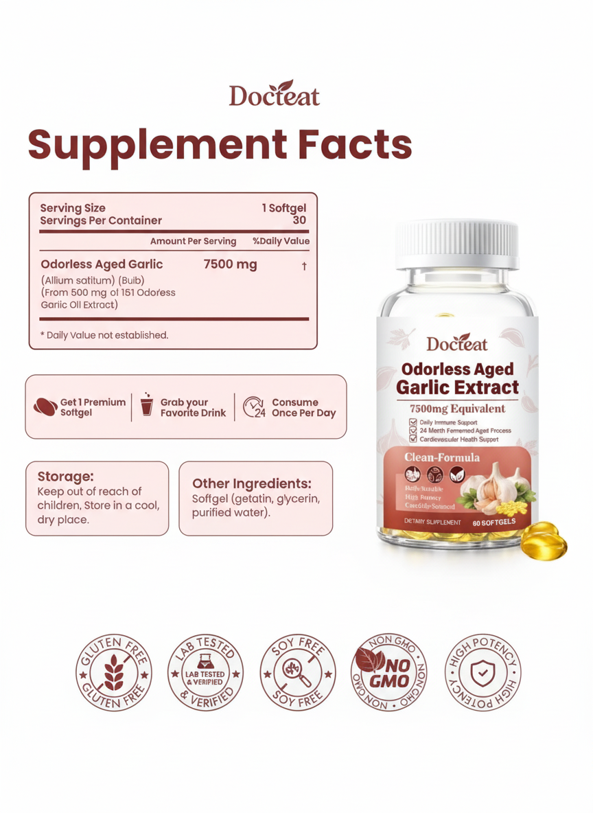 Aged Garlic Extract - 7500mg Odorless Softgels